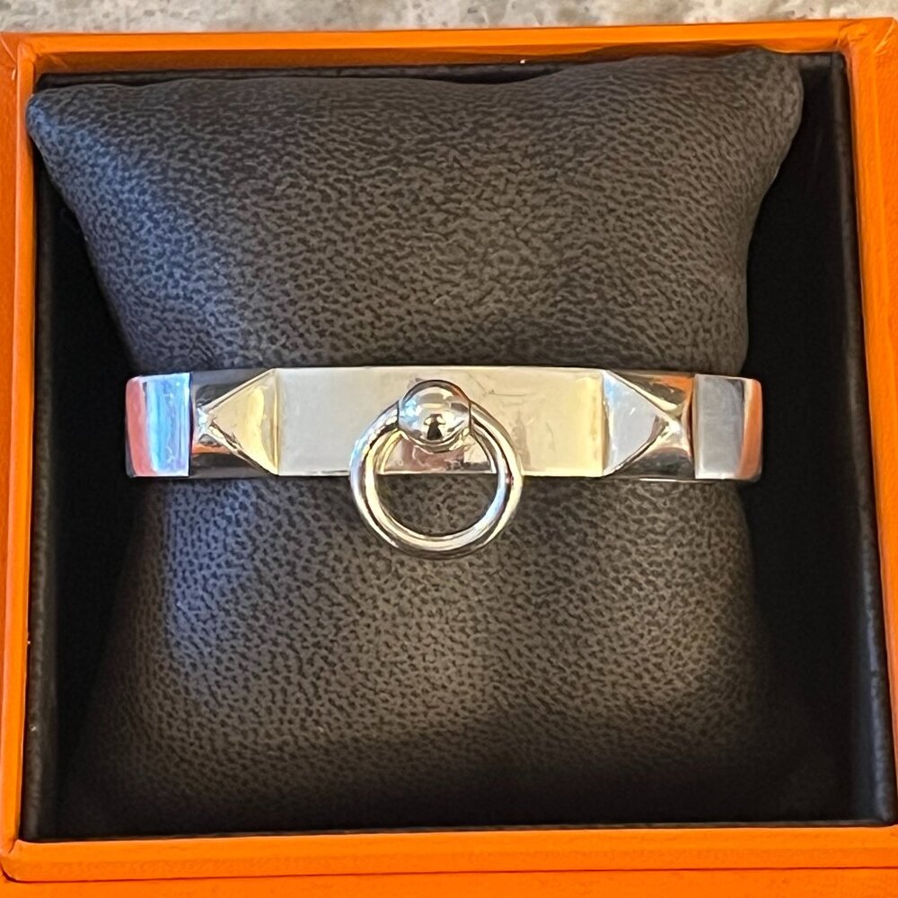 Hermes Collier de Chien silver bracelet size xs